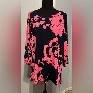 Sew In Love Pink and Black Floral Tunic